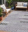 5 X 8 Lavender Gray And Ivory Floral Washable Indoor Outdoor Area Rug