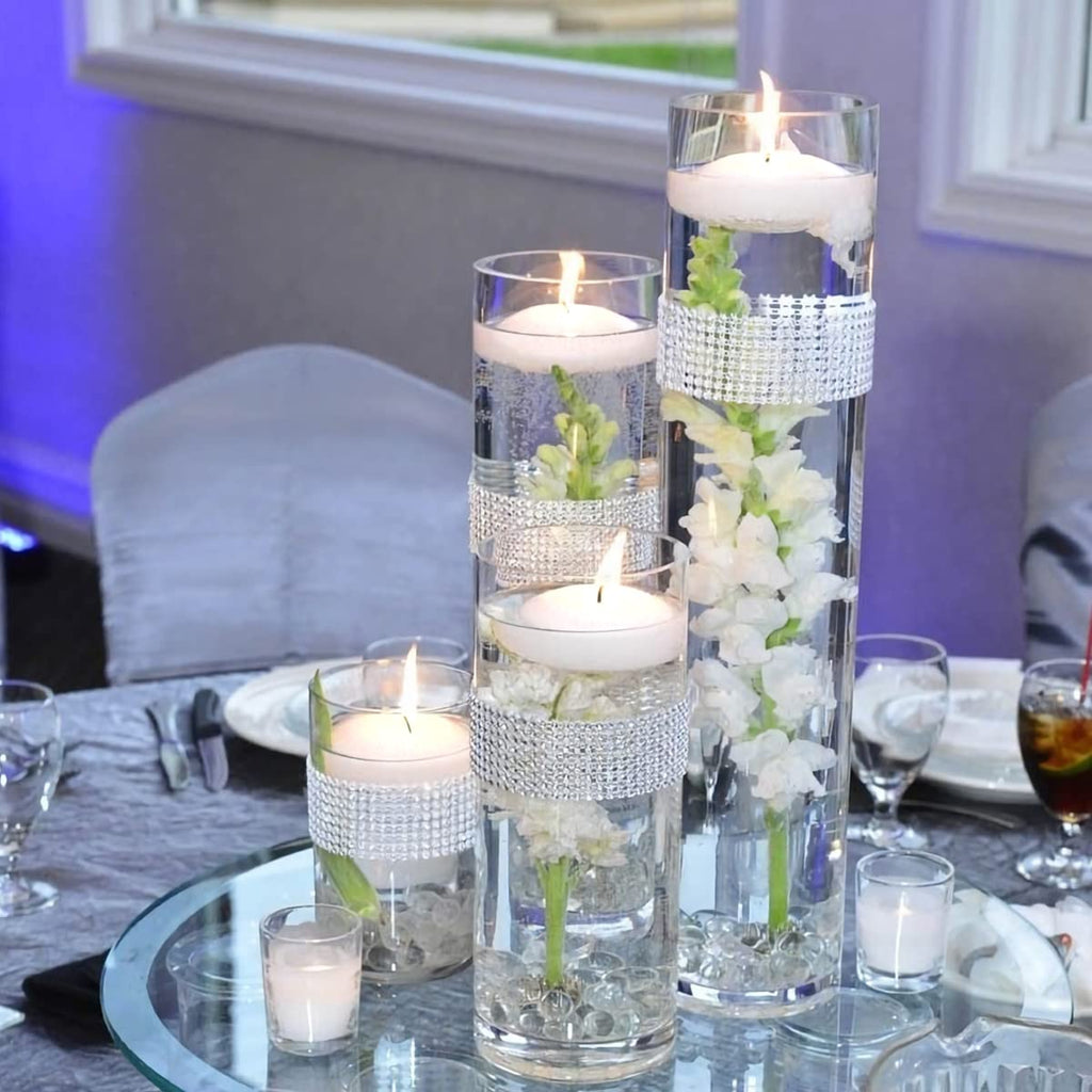 Unicy 12 Pack 3 Inch White Floating Candles, 10 Hour Unscented Dripless Tealight Candles For Cylinder Vases, Centerpieces At Wed
