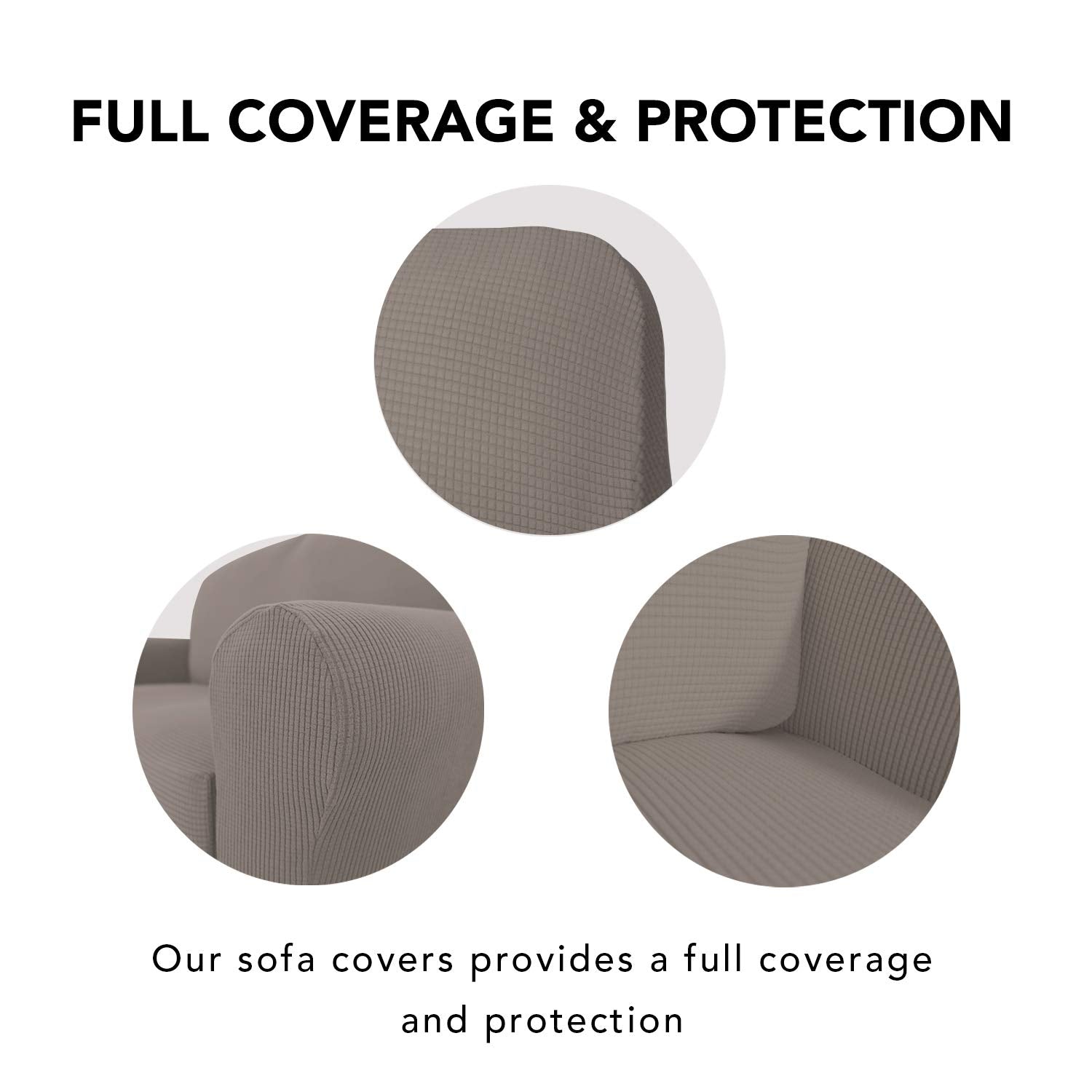 Purefit Stretch Loveseat Sofa Slipcover – Spandex Jacquard Non Slip Soft Couch Sofa Cover, Washable Furniture Protector With Non Skid Foam And Elastic Bottom For Kids (Loveseat, Taupe)