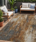 5 X 8 Rust Gray And Ivory Abstract Washable Indoor Outdoor Area Rug