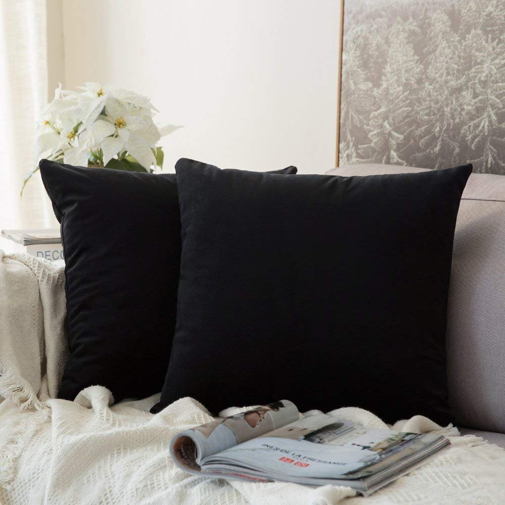 Miulee Pack Of 2 Velvet Pillow Covers Decorative Square Pillowcase Soft Solid Cushion Case For Sofa Bedroom Car 24 X 24 Inch 60