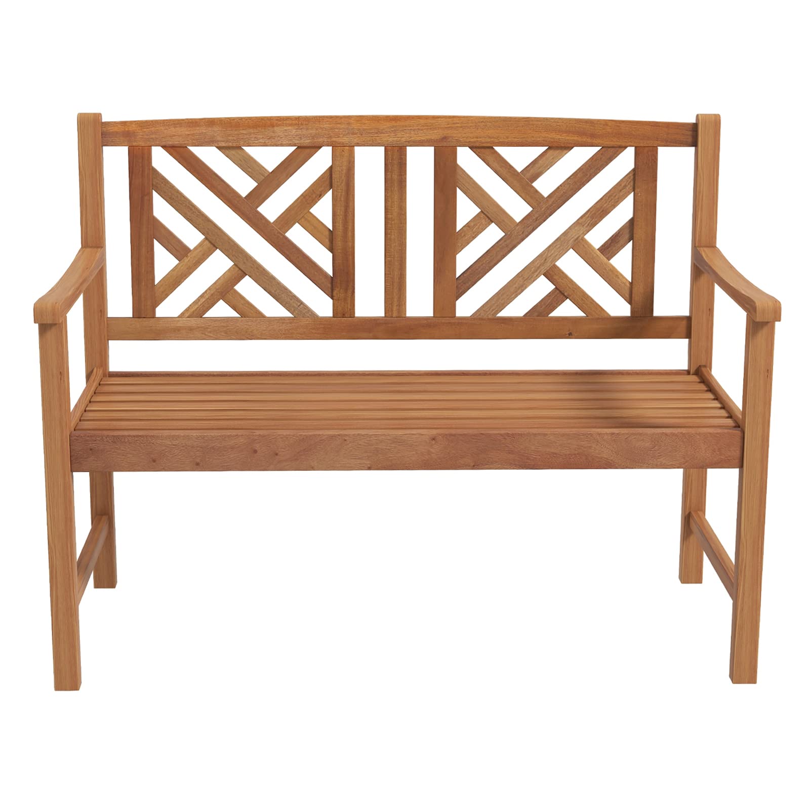 Giantex Outdoor Wooden Garden Bench - 2-Person Acacia Wood Loveseat With Armrests, Backrest, 800Lbs Capacity, Patio Park Bench For Backyard, Front Porch Bench (Non-Foldable)
