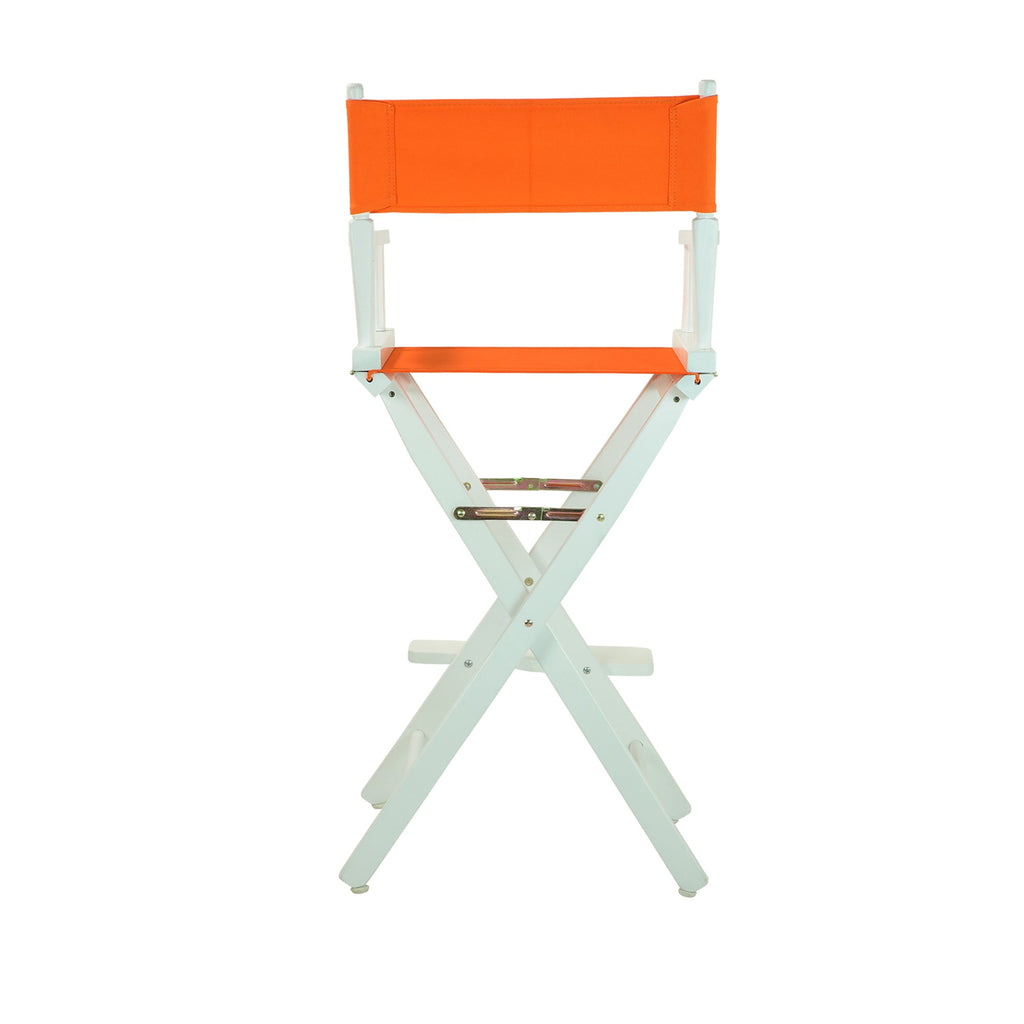 Casual Home Director'S Chair ,White Frame/Tangerine Canvas,30" - Bar Height