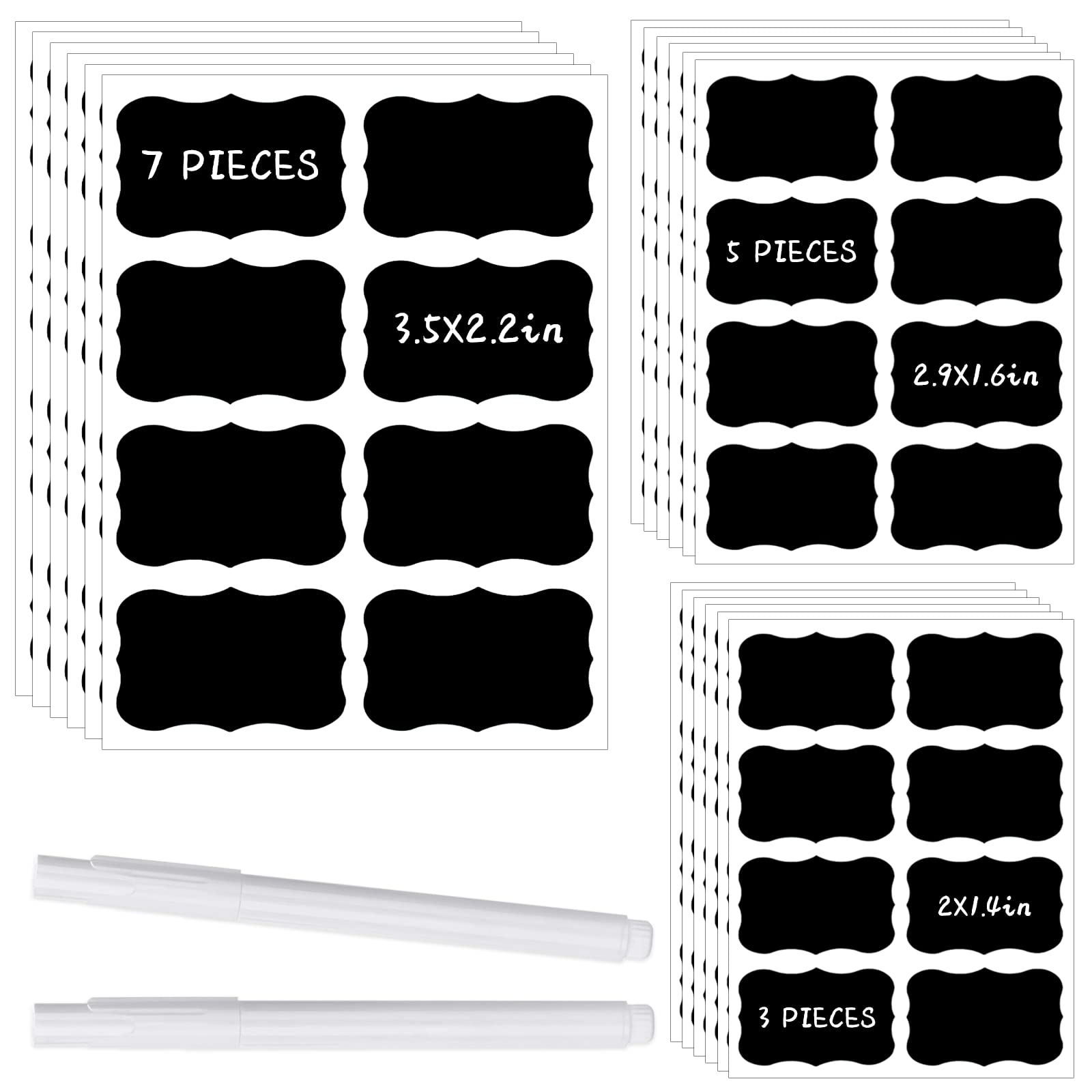 Jefure 120 Pcs Chalkboard Storage Bin & Container Labels - Waterproof Reusable Chalk Labels For Mason Jars - Liquid Chalk Marker