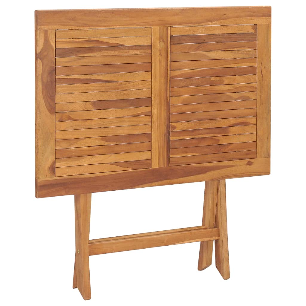 vidaXL 5-Piece Patio Dining Set - Solid Teak Wood Table and Chairs - Outdoor Furniture for Garden/Terrace/Patio - Space-Saving, Durable & Foldable