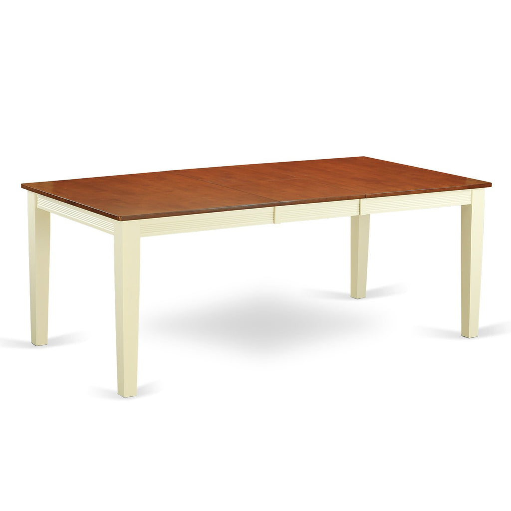 East West Furniture Quda7-Bmk-W 7 Piece Dining Table Set Consist Of A Rectangle Wooden Table With Butterfly Leaf And 6 Dining Room Chairs, 40X78 Inch, Buttermilk & Cherry