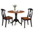 East West Furniture Dublin 3 Piece Set Contains a Round Dining Table with Dropleaf and 2 Kitchen Chairs, 42x42 Inch, Black & Cherry