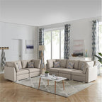 Lilola Home Amira Beige Fabric Sofa and Loveseat Living Room Set with Pillows