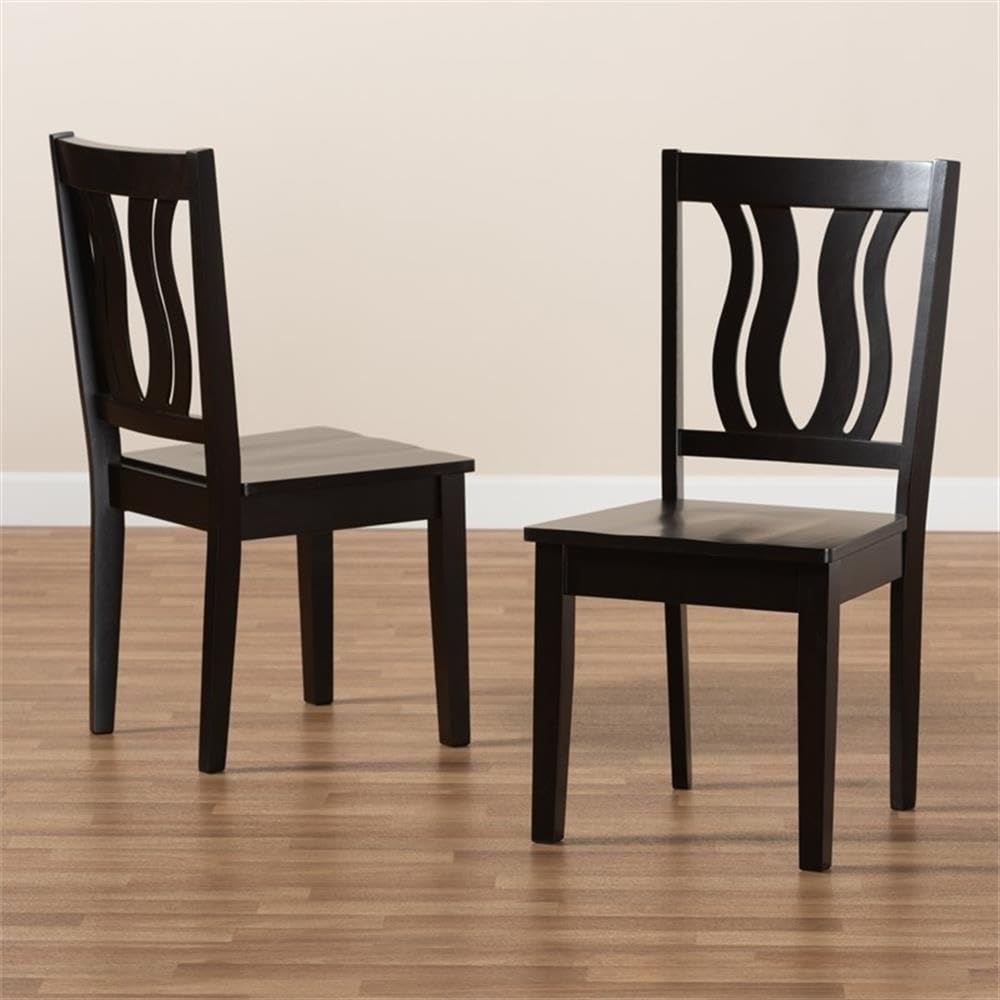 Baxton Studio Fenton Modern and Contemporary Transitional Dark Brown Finished Wood 2-Piece Dining Chair Set
