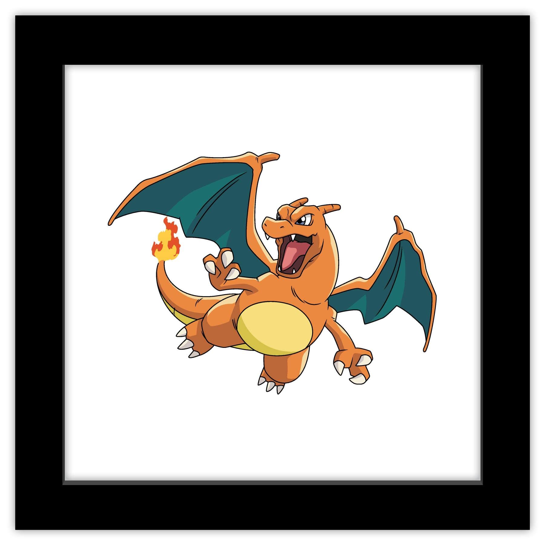 Trends International Gallery Pops Pokemon - Charizard Wall Art, Black Framed Version, 12 x 12