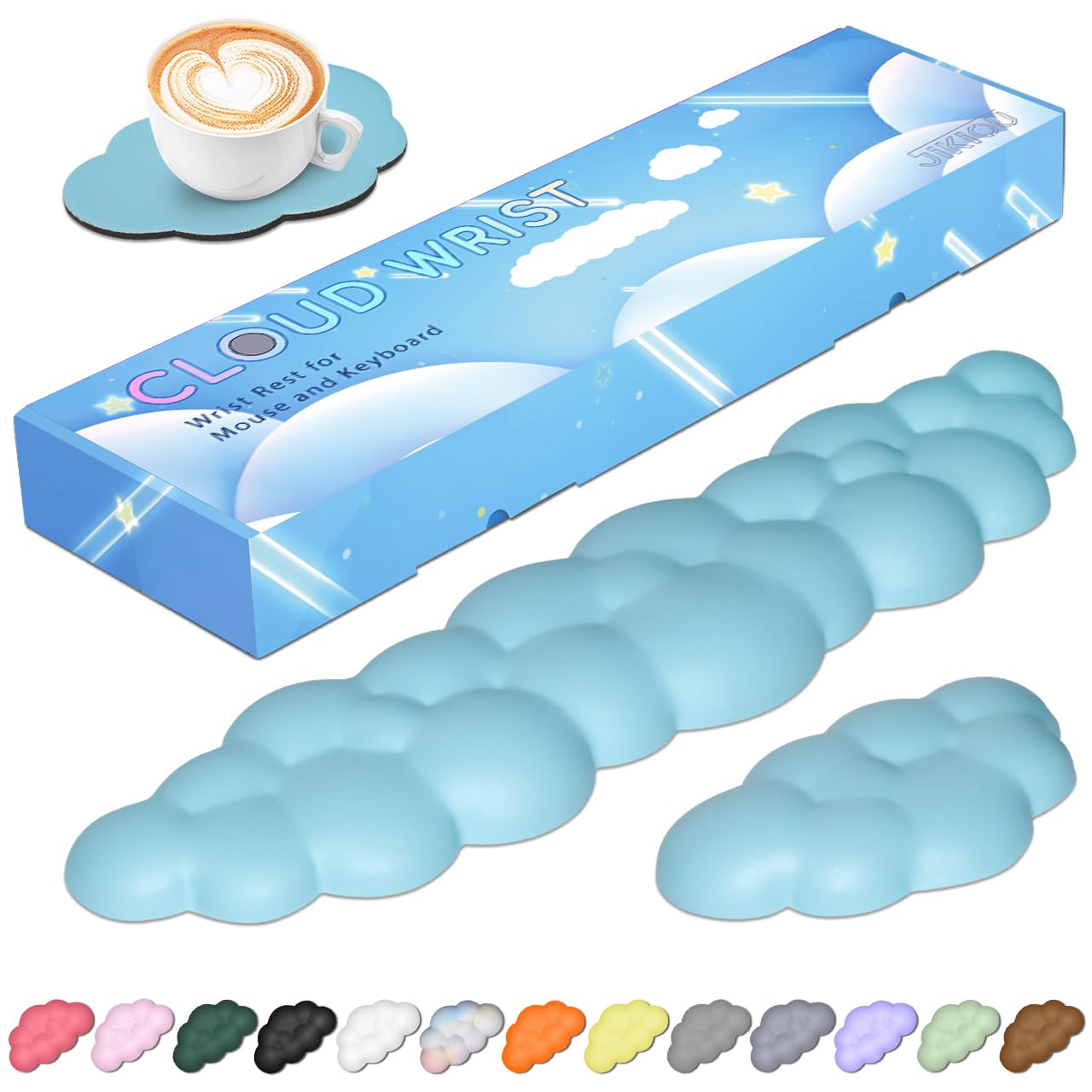 Jikiou Upgrade Leather Cloud Keyboard Wrist Rest, Cloud Wrist Rest With Non-Slip Pu Base, Comfortable Memory Foam Wrist Rest For