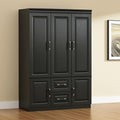 71 Black Wood Five Door Two Drawer Combo Dresser