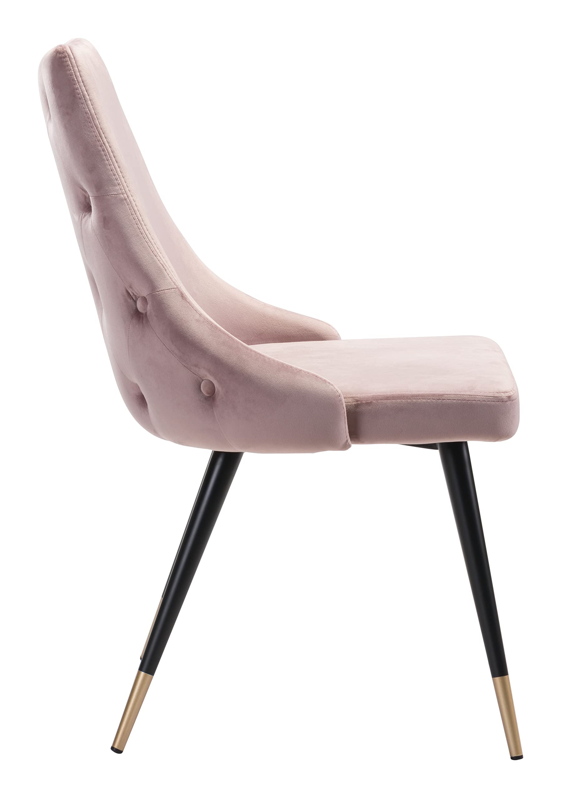 Zuo Modern Piccolo Dining Chair Set Steel, Foam, Velvet Fabric Pink, Black, Gold, Black & Gold Indoor Weight Capacity 280 lbs Dimensions: 20.5&quot; W x 24.6&quot; D x 34.8&quot; H Pack of 2
