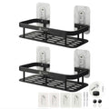 Aurahouse Living Self Adhesive Bathroom Shelf Rack,Black,Wall Mounted,No Drilling,2 Pack Organiser Without Drill|Multipurpose Fo