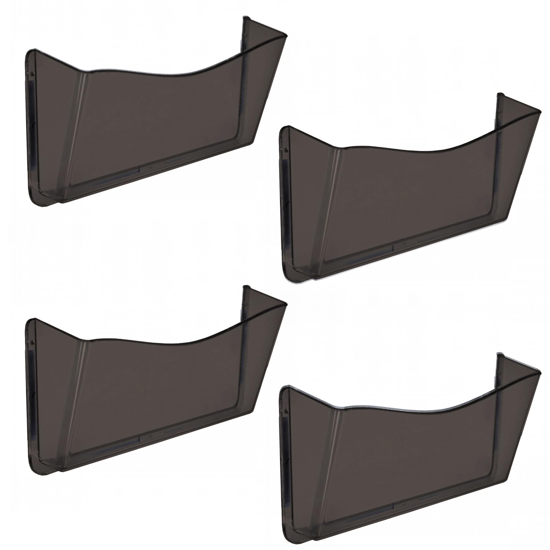 Azar Displays 250045-Smk Plastic Wall Mount File Holder With Magnets Smoke Colored, 4-Pack