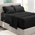 Hearth & Harbor Extra Deep Pocket Queen Sheet Set - Fits Mattresses Up To 24 Inches Deep - 6 Piece Black Sheets