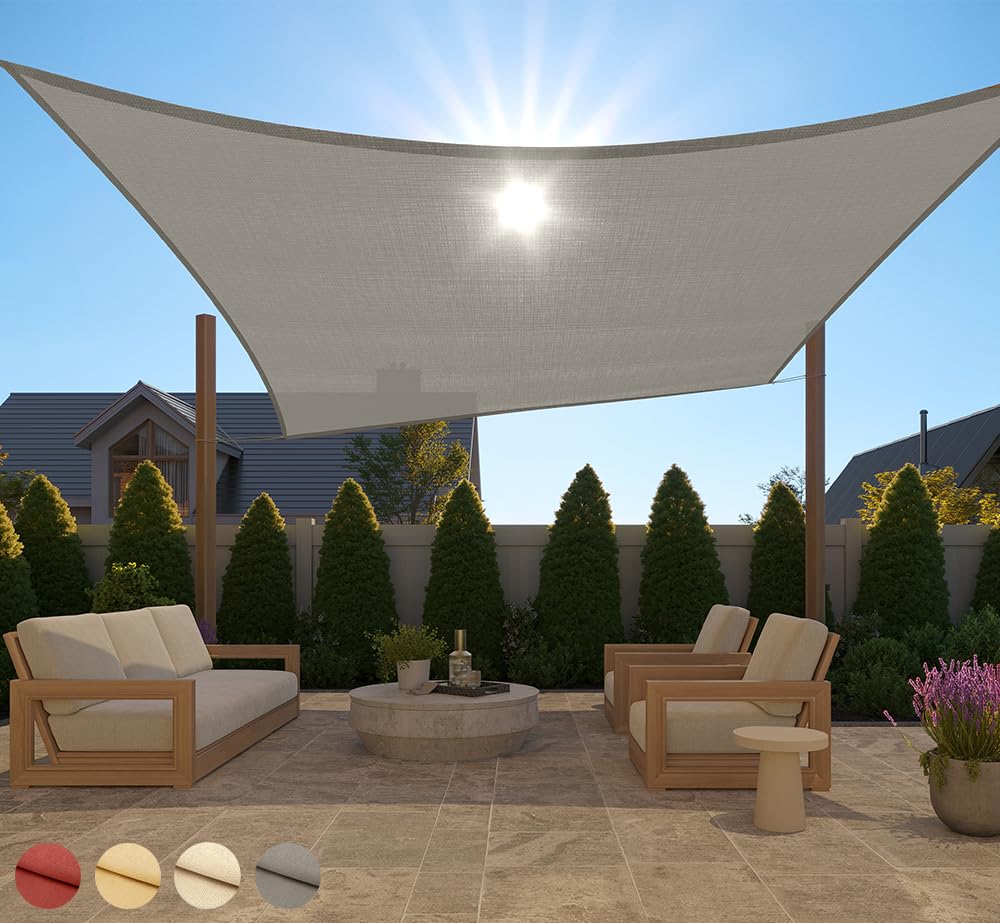 Gorilla Grip Heavy Duty Sun Shade, Uv Protection Fade Tear And Rust Resistant Rectangle Sunshade Canopy, Curved Edges Blocks Sunlight, Breathable Sail, Outdoor Patio, Lawn Garden 10X13 Ft Gray