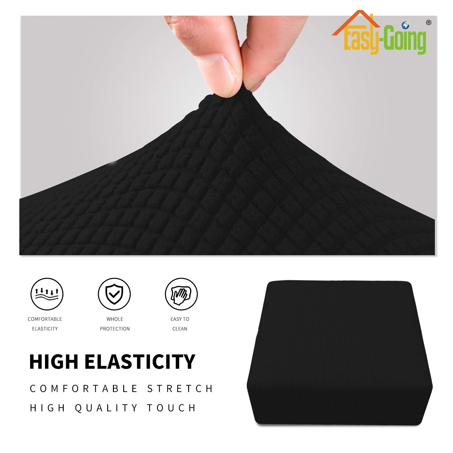 Easy-Going Stretch Square Ottoman Cover Folding Storage Stool Furniture Protector Soft Rectangle Slipcover With Elastic Bottom (30X30X15Inch, Grey)