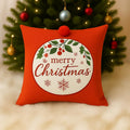 Christmas Cotton Throw Pillow Cushion Covers 1 Pc  Orange (A) 16X16 / 40X40 Cm Merry Christmas Theme With Snowflakes Pattern