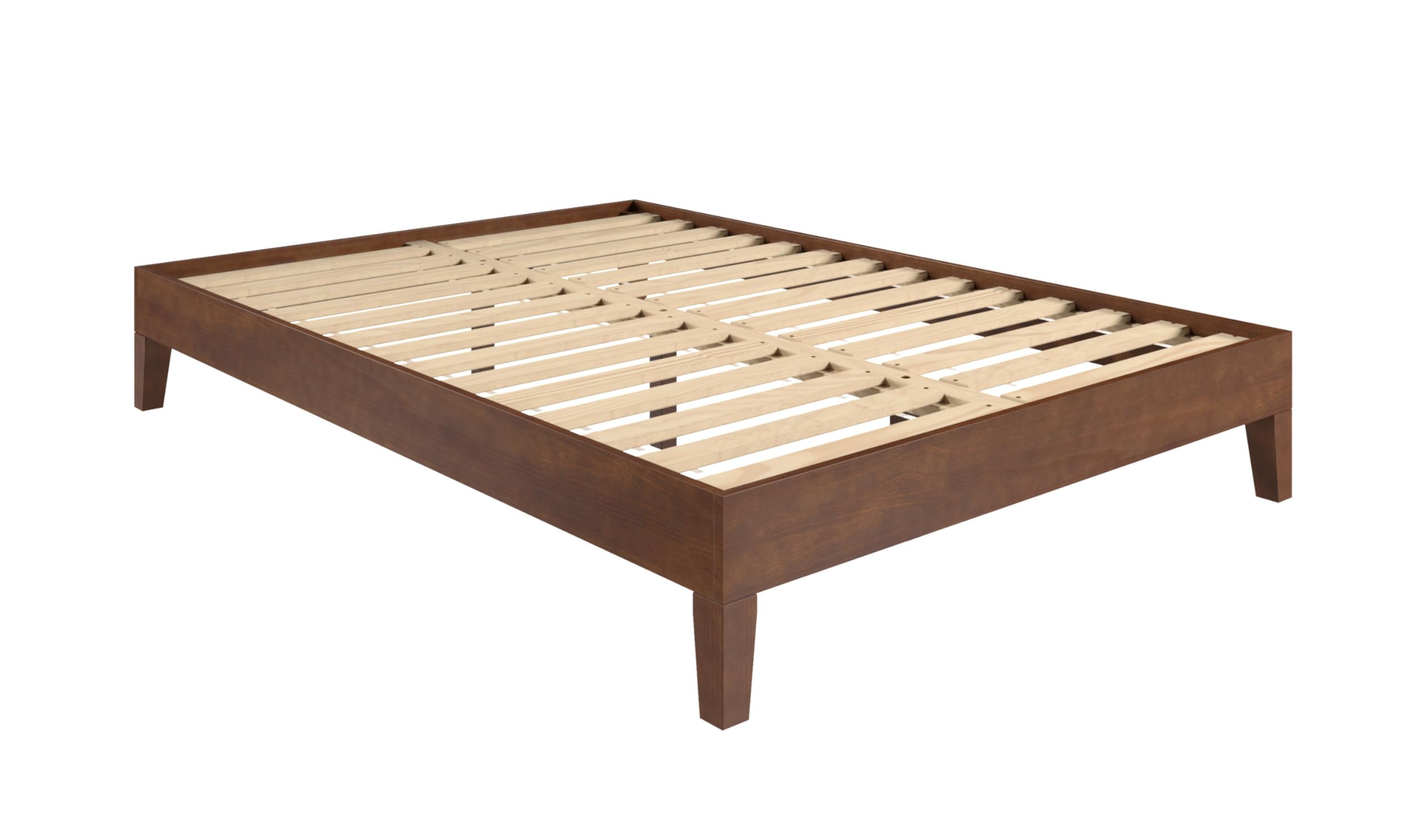 Steve Silver Co Nix Full Platform Bed, Bedroom, Farmhouse, Mid-Century, Traditional, 28-Slat Dual-Zone System Support, No Box Spring Needed, Solid Pine Wood, 77.01" L x 55.47" W x 12.24" H, Brown