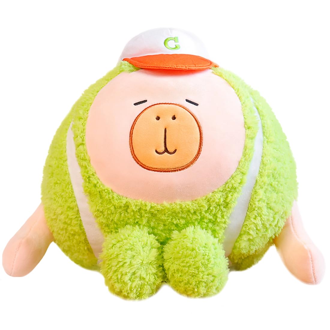 Elainren Kawaii Baseball Capybara Stuffed Pillow Super Soft Green Capybara Plushie Doll Gifts,Funny Baseball Shape Capybara Plus