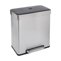 Amazon Basics Rectangular Dual Compartment Recycling Garbage Trash Can, Grey,Silver, 60 Liters