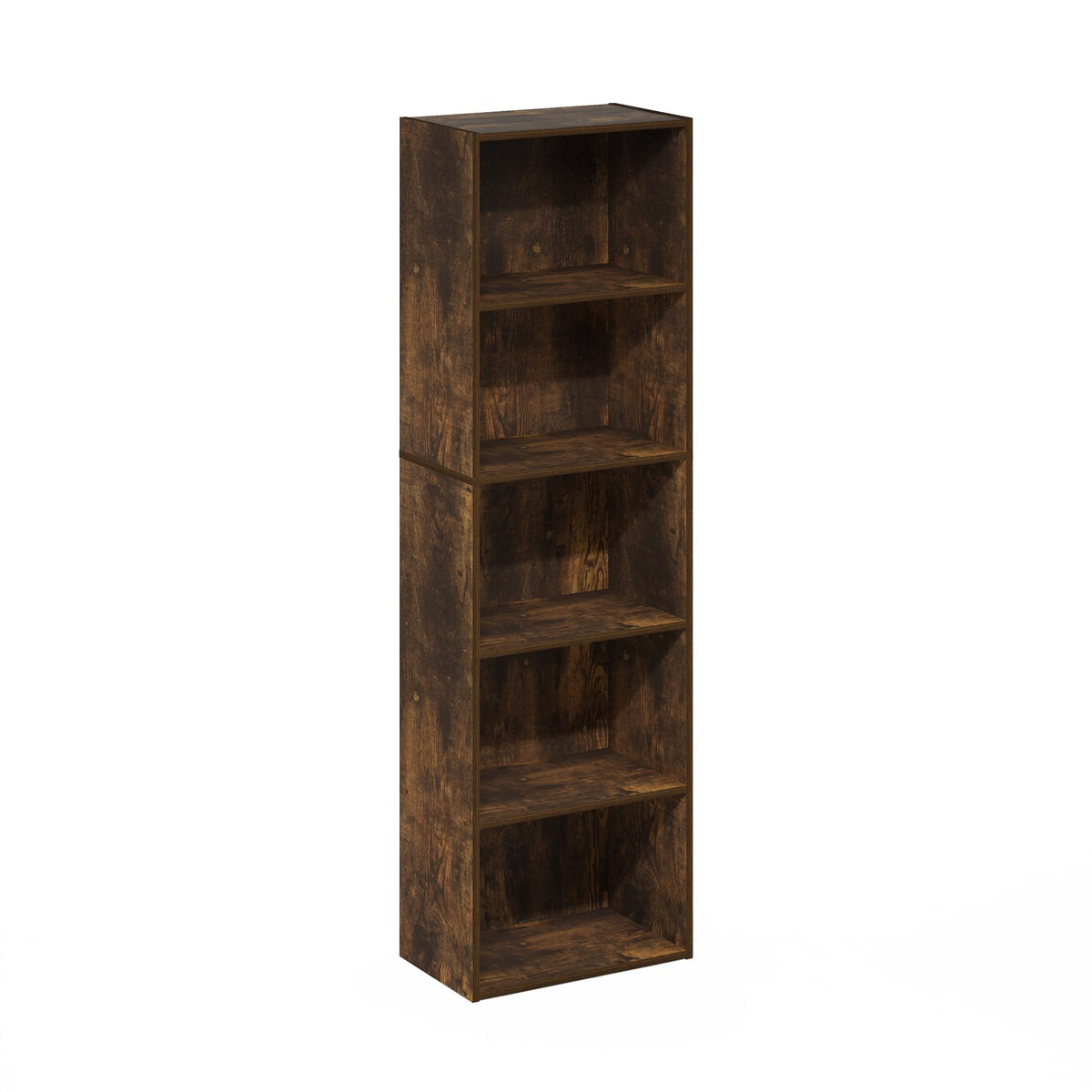 Furinno Luder 5-Tier Reversible Color Open Shelf Bookcase, Amber Pine