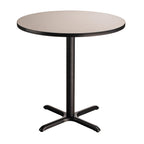 National Public Seating Nps 36&Quot; Round Cafe Table With X Base, 36&Quot; Height, Particleboard Core/T-Mold, Grey Nebula Top, Black Frame