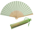 SL crafts 50pcs Paper Hand Fan with Organza Bags Bamboo Handheld Folding Fan Decorative Paper Fan Wedding Party Favors (Light Gr
