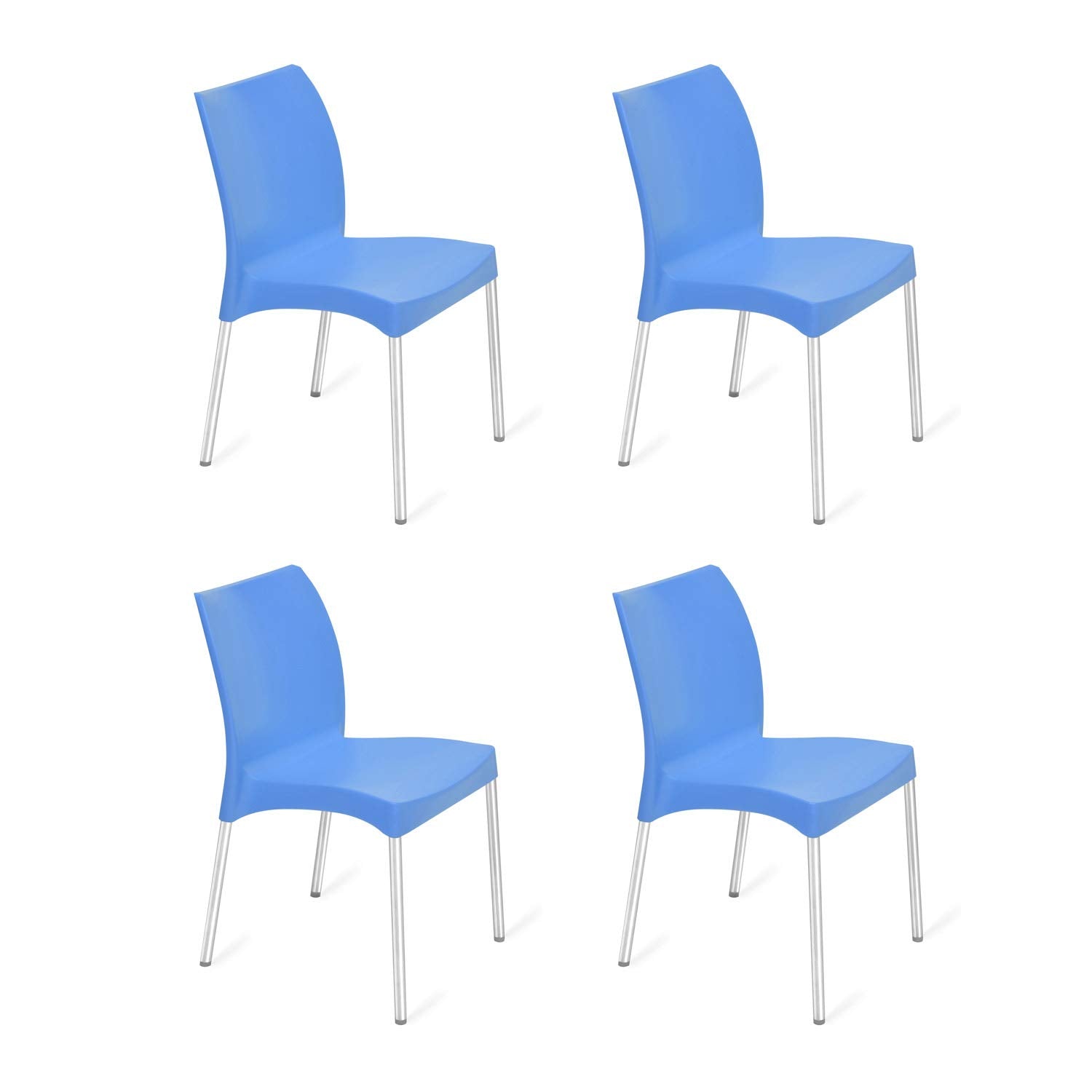 Nilkamal Plastic Chair For Cafe |Set Of 4 | 3 Year Warranty | For Home, Living Room, Outdoor | Blue Colour | Ns07Ss