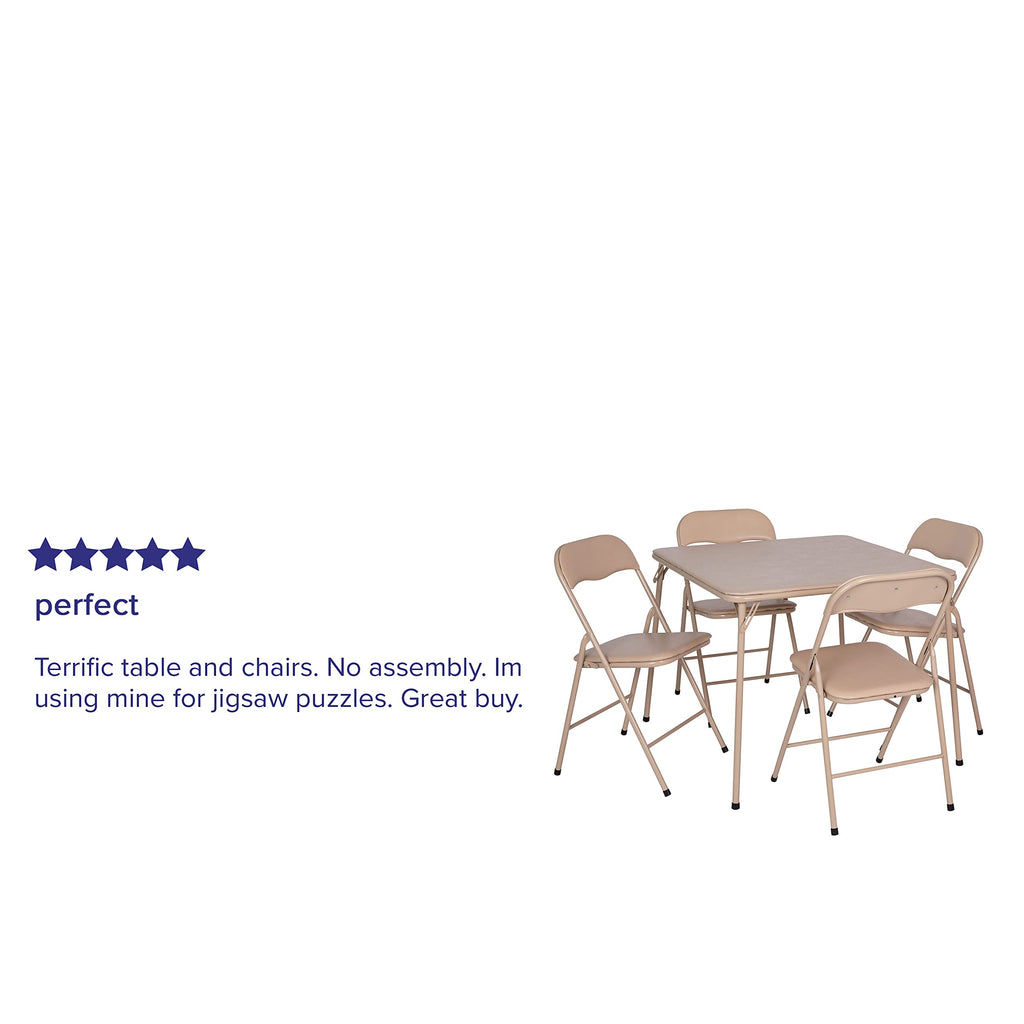 Flash Furniture Madison 5 Piece Tan Folding Card Table and Chair Set