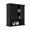Smuxee Black Bathroom Cabinet Wall Mounted, Small Bathroom Medicine Cabinet with 2 Door Adjustable Shelves, Bathroom Wall Cabine