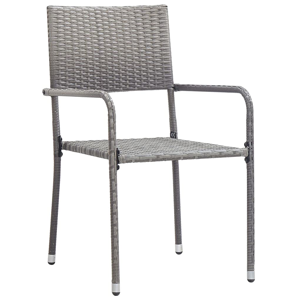vidaXL 7-Piece Anthracite Grey Poly Rattan Patio Dining Set - Weatherproof Outdoor Furniture for Garden, Patio, Deck, includes Glass Top Table and Six Chairs