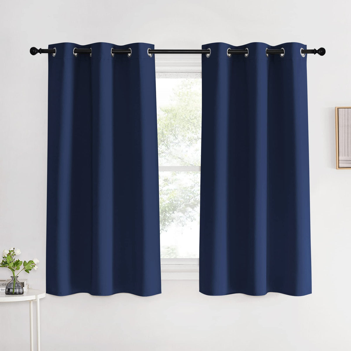 Nicetown Blackout Draperies Curtains, Navy, 1 Pair, 42 X 60 Inch, All Season Thermal Insulated Solid Grommet Top Blackout Curtai