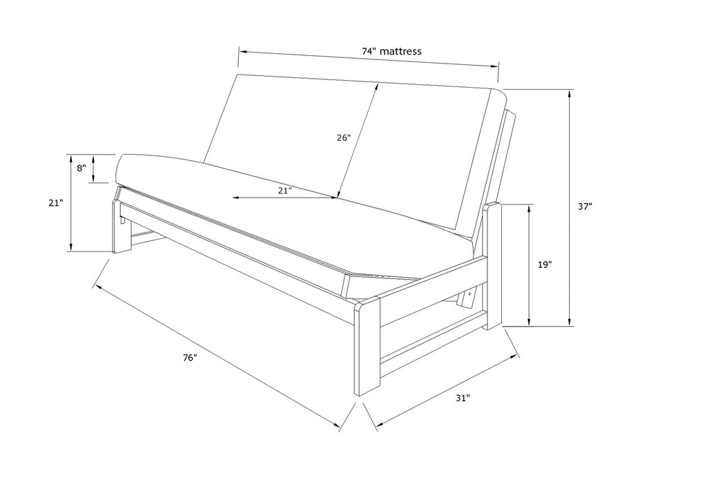 Kodiak Furniture Aspen Futon with Suede Fabric Mattress in Reclaim Mocha/Gray