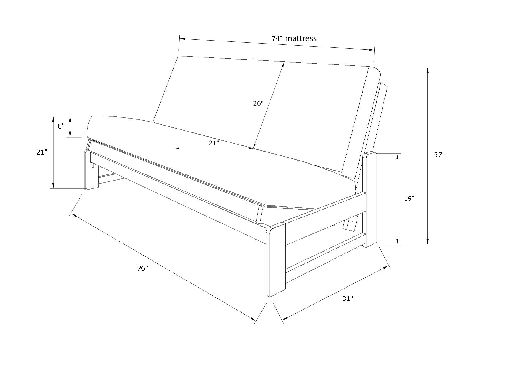 Kodiak Aspen Futon Set With Reclaim Mocha Finish, Peter'S Cabin