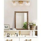 Aazzkang Rustic Wood Mirror Rectangle Decorative Wall Mirror With Frame Bedroom Living Room Bathroom Hanging Mirror Brown