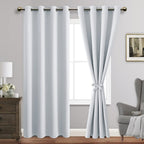 Jiuzhen Greyish White Blackout Curtains With Tiebacks Thermal Insulated, Light Blocking And Noise Reducing Grommet Curtains For And Living Room, Set Of 2 Window Curtain Panels, 70 X 84 Inch Length