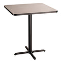 National Public Seating NPS 36" Square Cafe Table with X Base, 42" Height, Particleboard Core/T-Mold, Grey Nebula Top, Black Frame