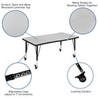 Flash Furniture Mobile 76" Oval Wave Collaborative Laminate Activity Table Set With 14" Student Stack Chairs, Grey/Black