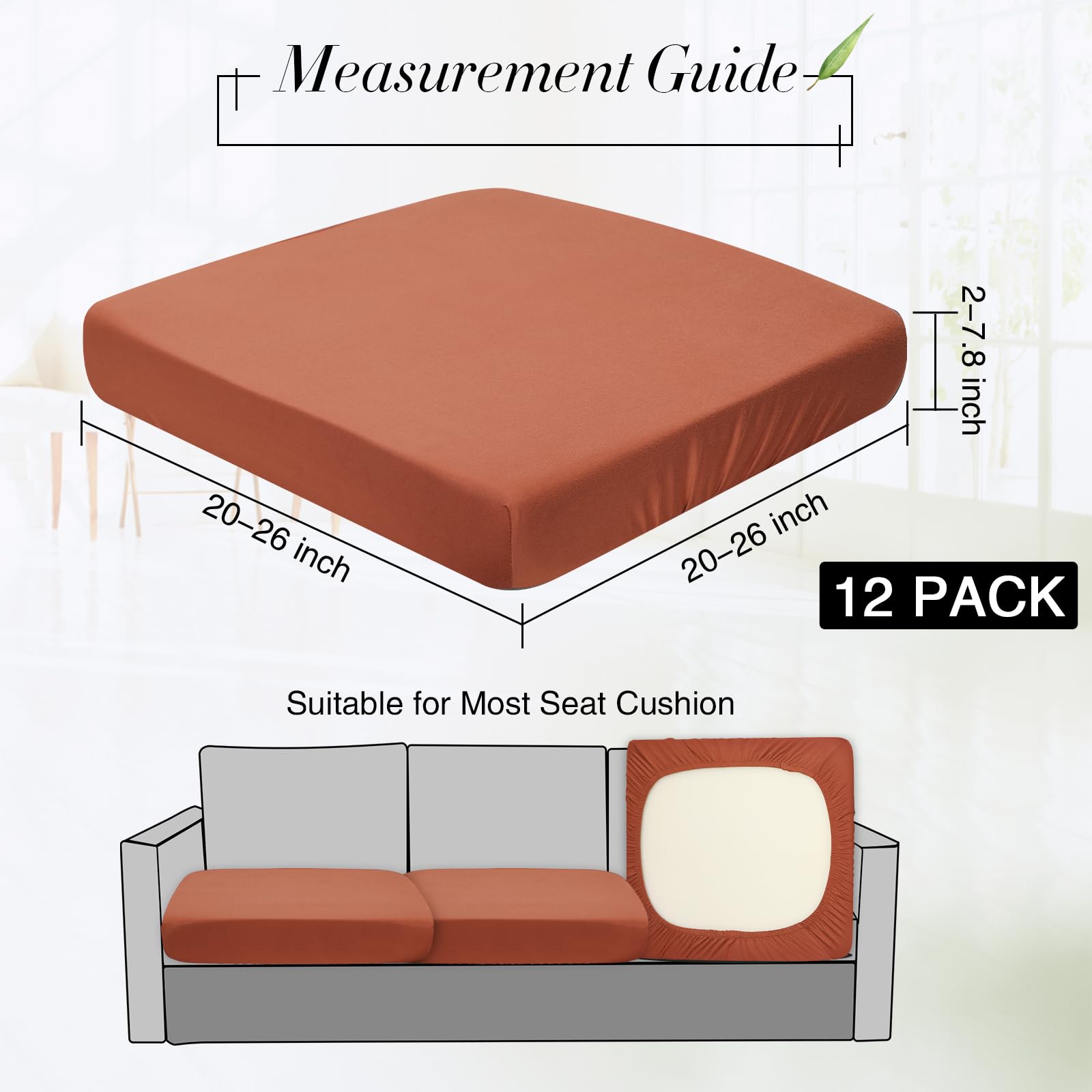 Newwiee 12 Pcs Stretch Sofa Couch Cushion Covers Patio Outdoor Cushion Covers Replacement Waterproof Couch Covers Individual Sli