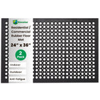 Envelor 2-Pack Anti Fatigue Rubber Floor Mat Non-Slip Restaurant Mat For Floors Bar Mat Drainage Mat Doormat Door Mat Utility Garage Floor Mat Home Mat Anti Slip Entry Mat 24 X 36 Inches