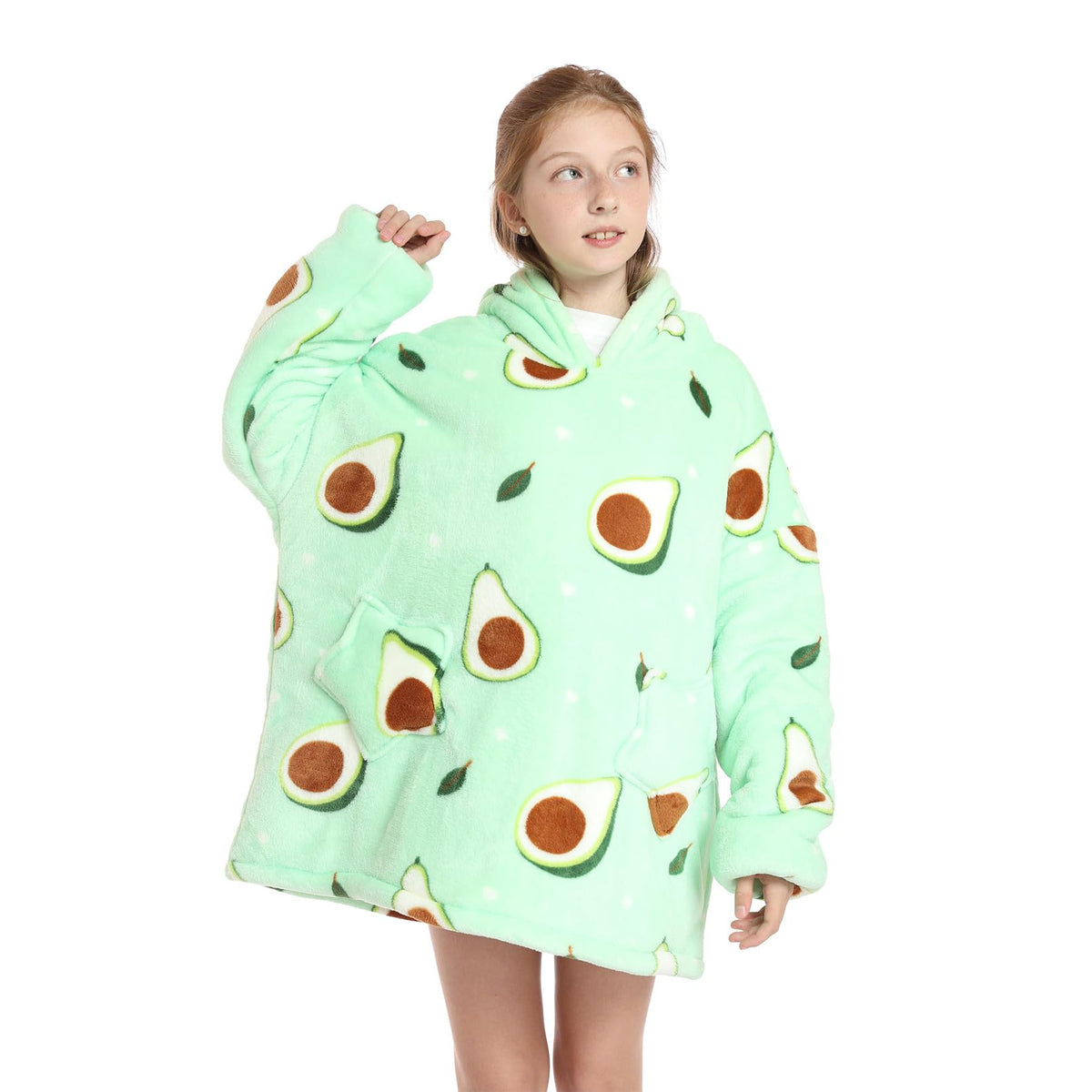 Deserthome Wearable Blanket Hoodie For Kids Girls Boy 4-12Yr Oversized Hooded Blanket Super Soft Comfortable Warm Flannel Birthd