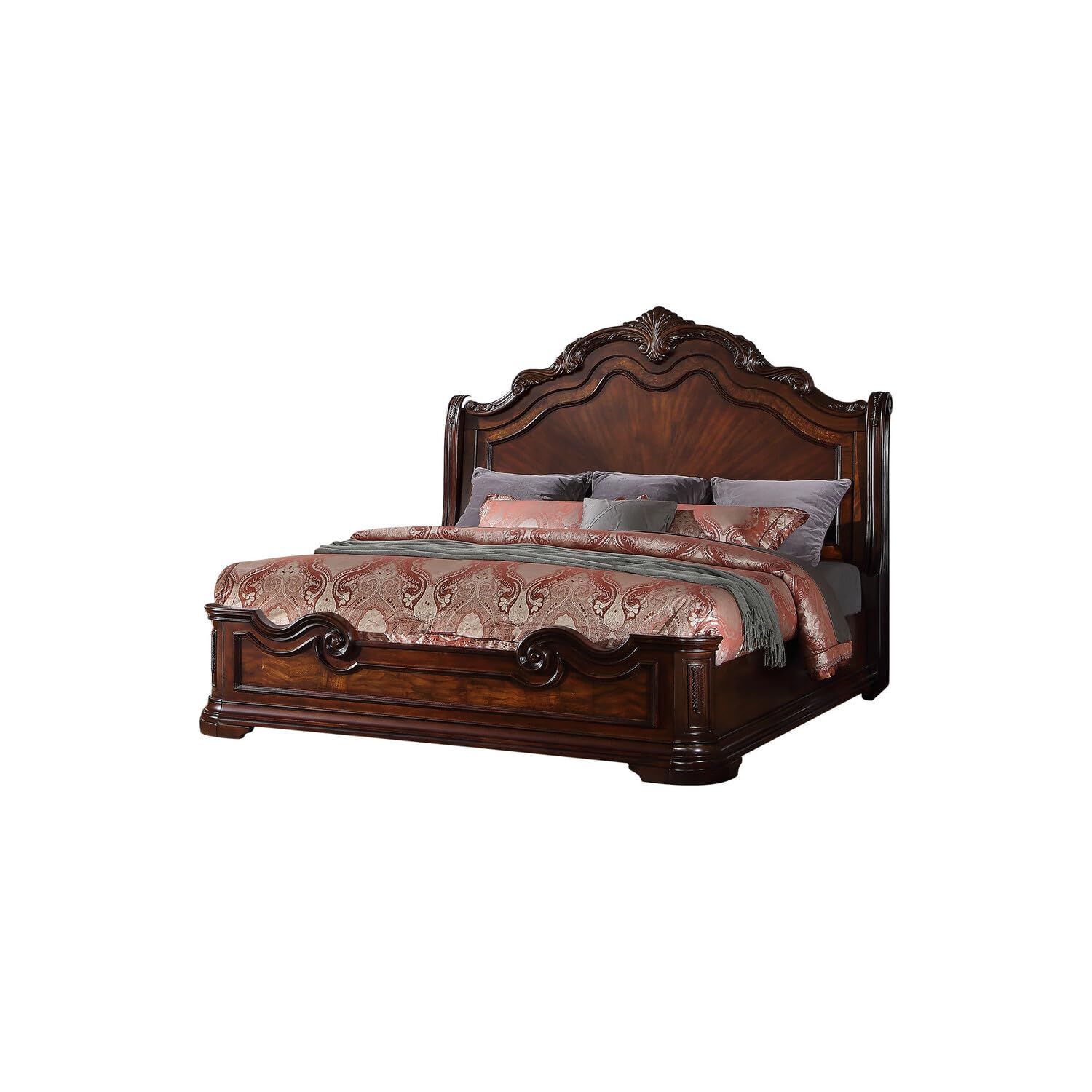Best Master Barney'S Traditional Wood Eastern King Bed In Walnut