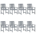 vidaXL 8X Solid Wood Acacia Patio Chairs with Cushions Garden Outdoor Balcony Backyard Terrace Dining Dinner Lounge Seating Home