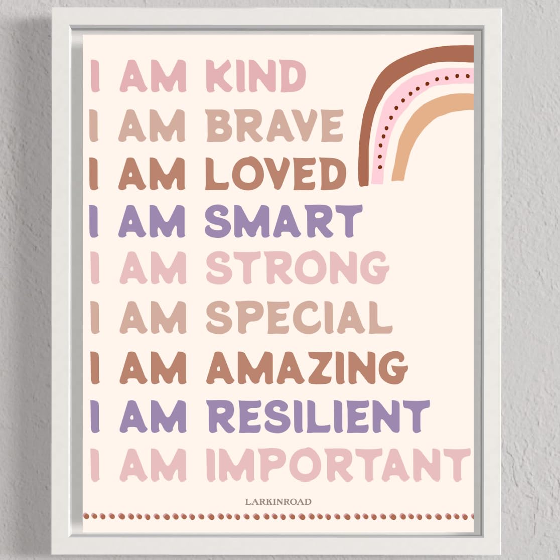 LARKINROAD Affirmations Poster (11in x 14in Unframed) Playroom Decor Boho Rainbow Nursey D  cor