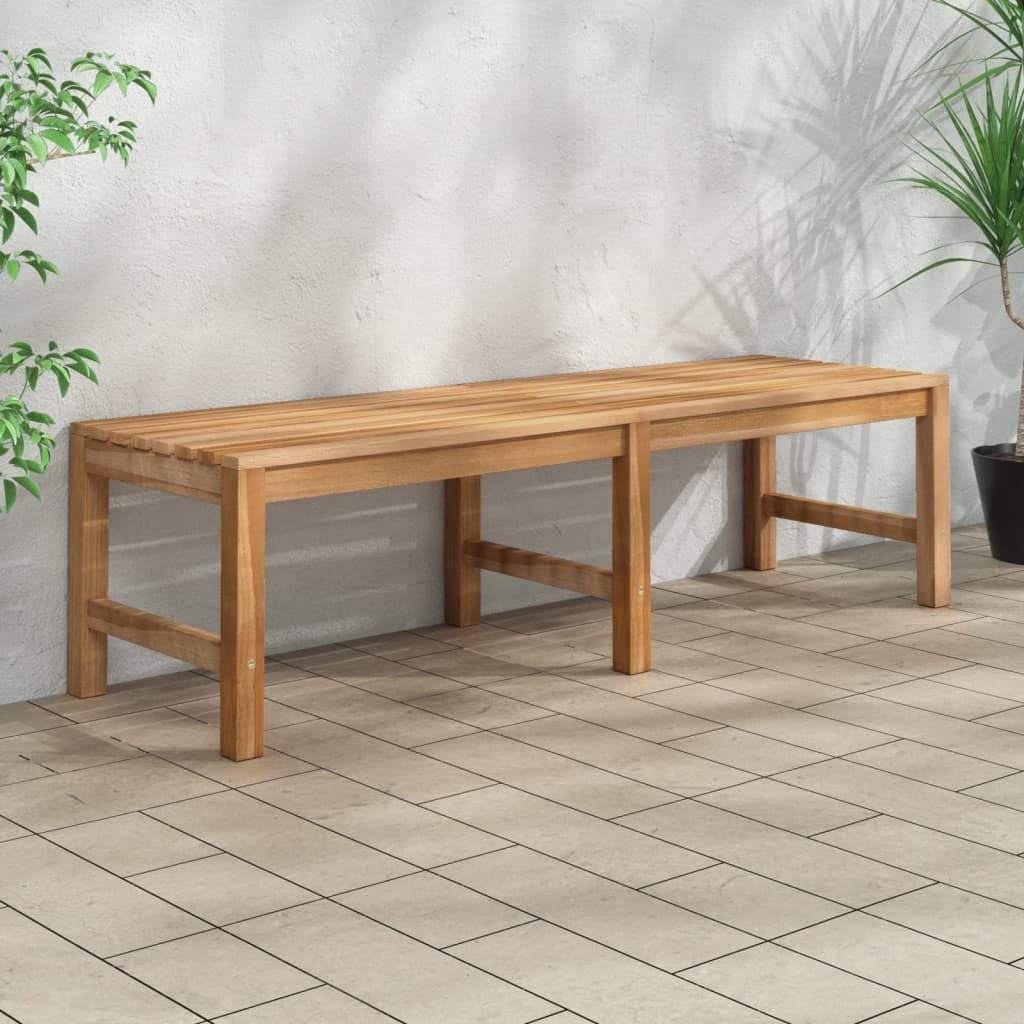 vidaXL 59.1 Solid Teak Wood Bench - Brown Farmhouse Patio Furniture for Indoor/Outdoor Use, Fine-Sanded Smooth Finish