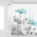 Kikiry Extra Wide Shower Curtain All Around Tub 180W x 70L Teal Gray Floral Daisy Flower Grey Cute Wildflower Botanical Bath