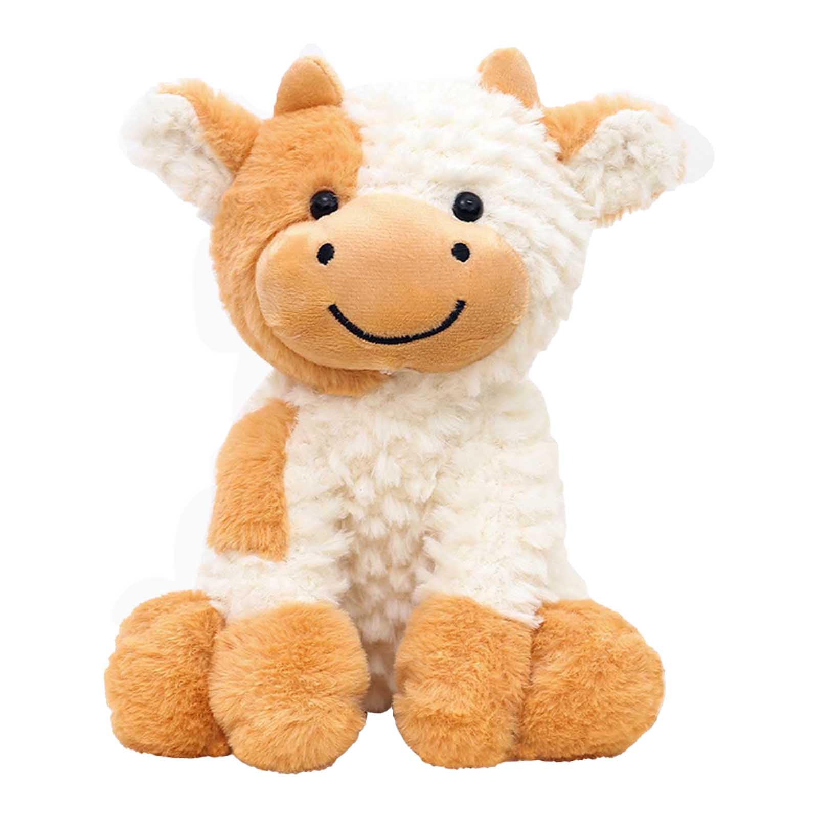 Aucooma Adorable Plush Doll Fluffy Soft Cow Stuffed Animal Cuddly Sitting Calf Brown 9' Christmas Birthday Gift Plushies Cow Hu