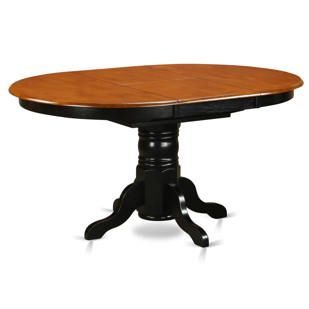 East West Furniture Avon7-Blk-Lc 7 Pc Dining Room Set-Oval Table With Leaf And 6 Dining Chairs